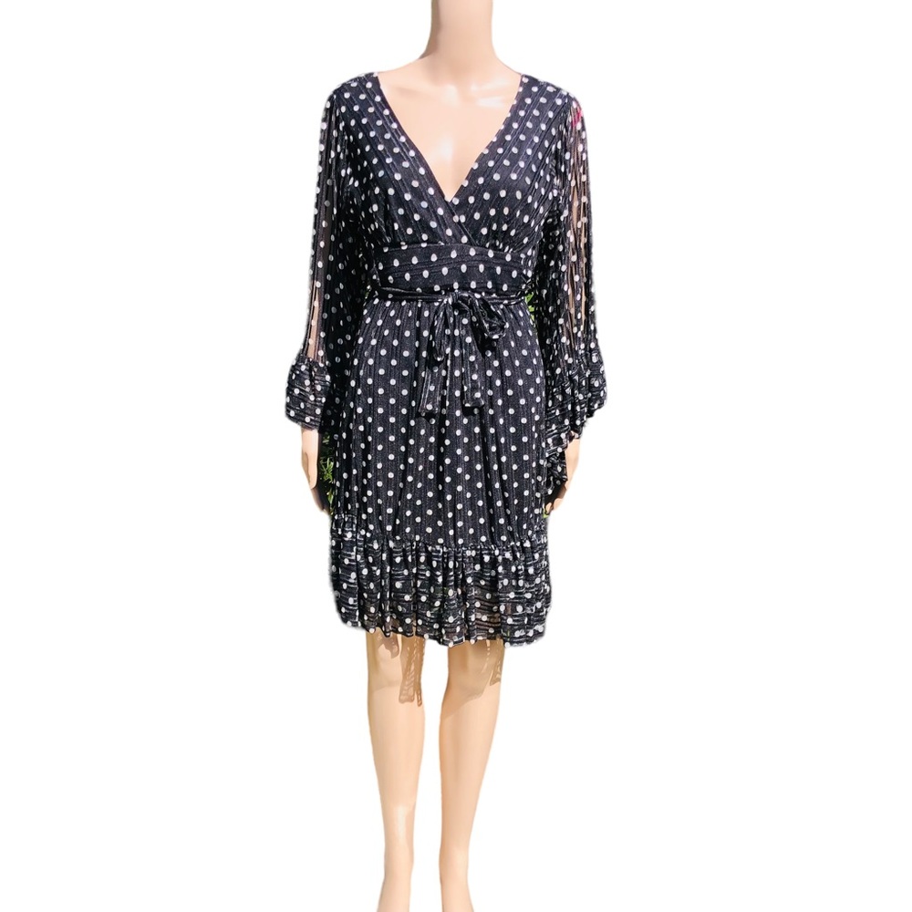 Betsey Johnson black and white polka dotted dress Sz 8
